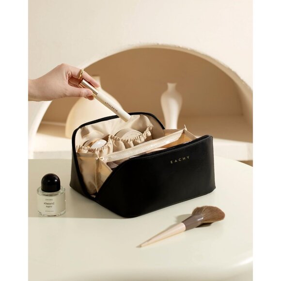 Women AD Black Large Capacity Cosmetic Travel Makeup Waterproof Portable Bag - Picture 7 of 10